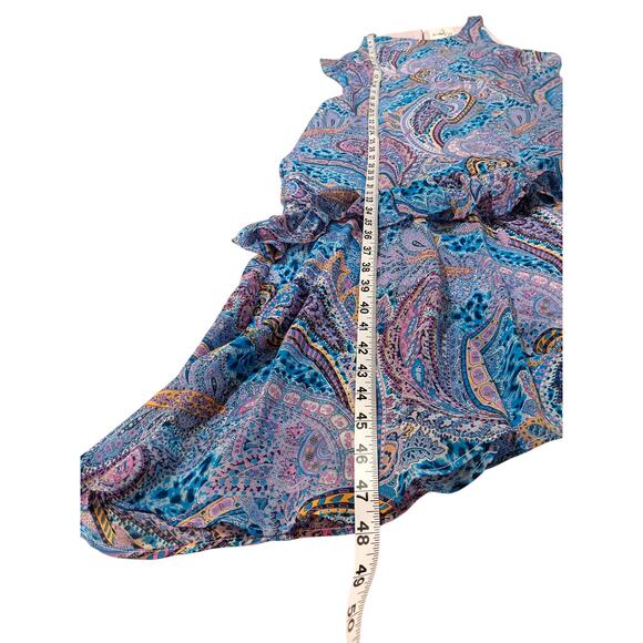 NEW SAM EDELMAN Boho Ruffle Midi Dress 10 Frilly Coquette Event Purple Pink Blue - Picture 7 of 10